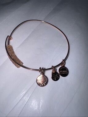 Alex and Ani Swarovski Crystal Beaded Bangle Bracelet Rose Gold Tone